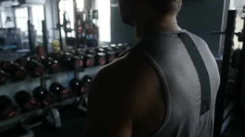 Man does dumbbell shoulder fly Video stock 85613147