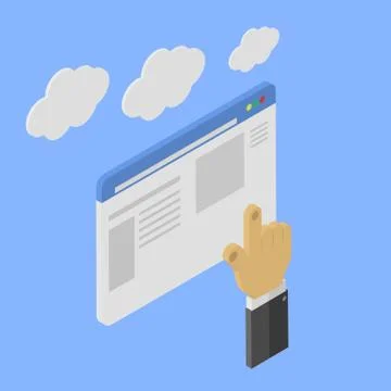 Man does a search in web page. Isometric vector illustration. イラスト素材