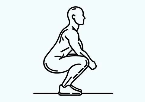 A man does squat exercise Stock Illustration