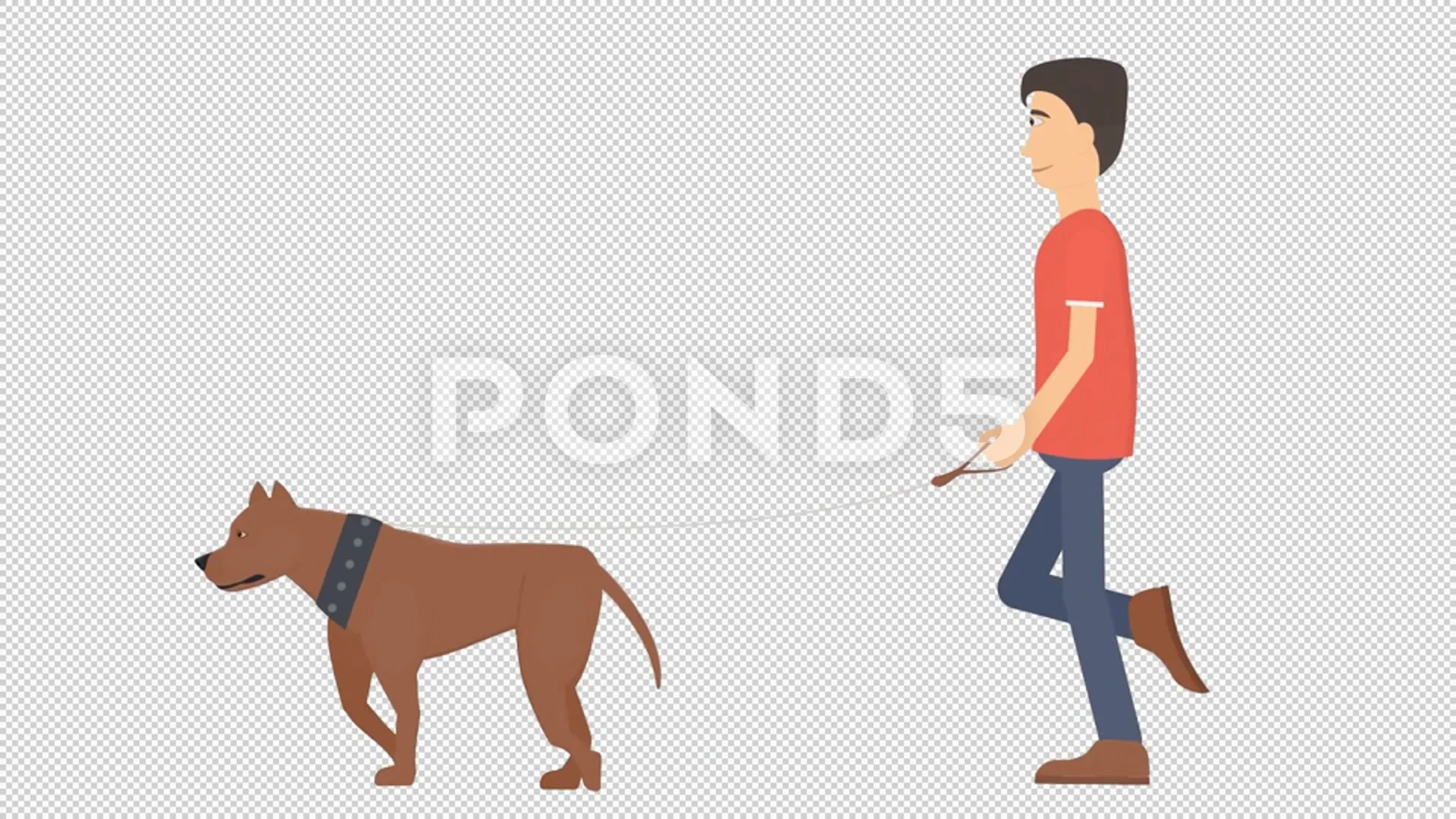 Man with a dog. Animation of a dog walki... | Stock Video | Pond5