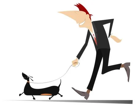 Man with a dog Stock Illustration
