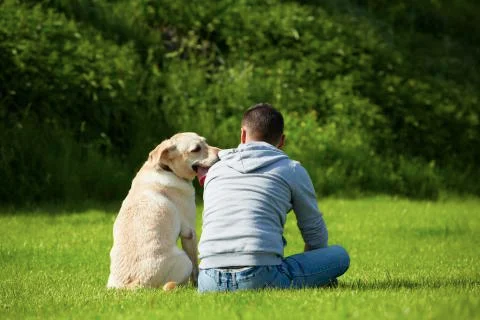 Man with dog Foto stock