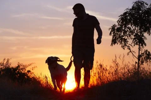 Man with dog Fotos de archivo