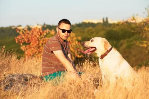Man with dog Foto stock