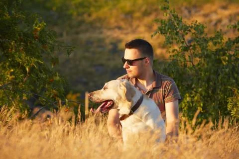 Man with dog Foto stock