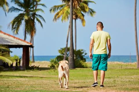 Man with dog 스톡 사진