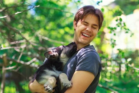 Man with dog Stock Photos