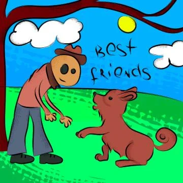 Man with dog. Vector illustration. EPS10 Stock Illustration