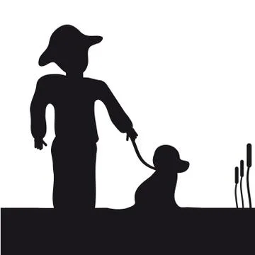 Man with dog on white background Stock Illustration