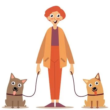 Man with dogs on a leash Stock Illustration