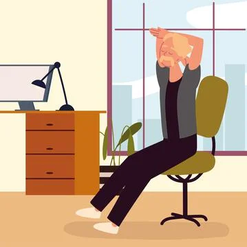 Man doing active break Stock Illustration