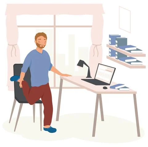 Man doing active break Stock Illustration