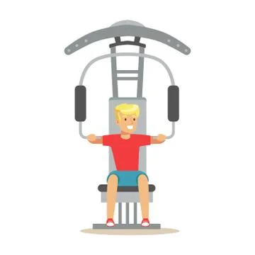 Man Doing Arms Exercise With Equipment And Weight , Member Of The Fitness Club Illustrazione stock