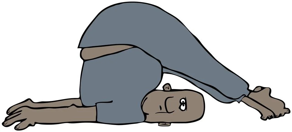 Man doing an awkward floor exercise Stock Illustration