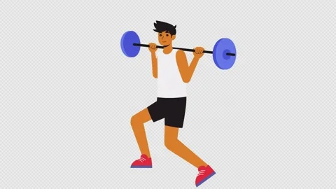 Man Doing Barbell Lunges Animation 4K Loop Stock Footage 318509133