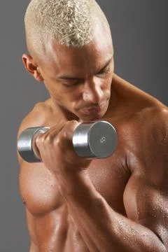 Man Doing Bicep Curl Stock Photos