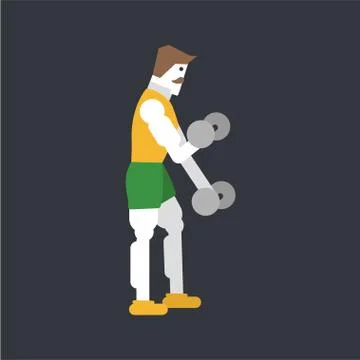 Man doing bicep workout Stock Illustration