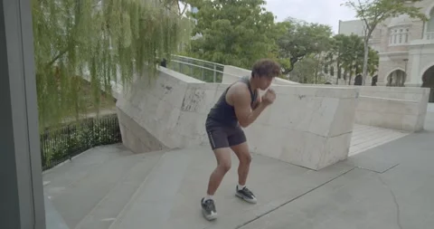 A man doing boxing - wide shoot Stock Footage 146096980