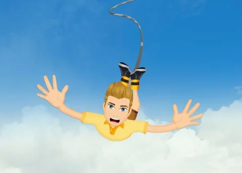 Man doing a bungee jumping Stock Illustration