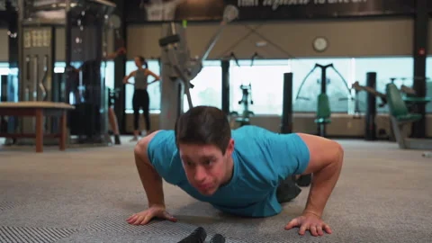 Man Doing Burpees Push Ups at Gym | Slow Motion Stock Footage 167284562