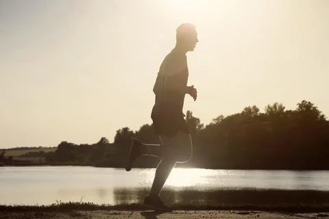 Man doing cardio workout, running. Foto stock