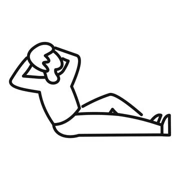 Man doing crunch abdominal exercise workout stick figure icon Illustrazione stock