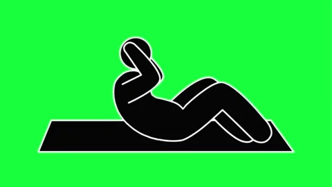 Man doing crunches on exercise mat with green background Stock Footage 331505442