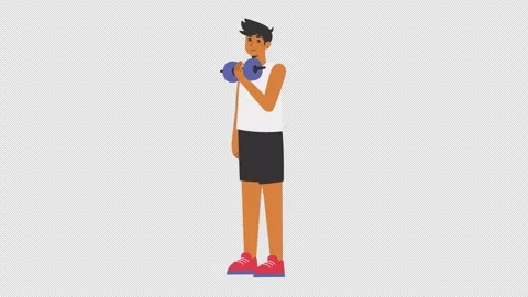 Man Doing Dumbbell Curl Animation 4K Loop Stock Footage 318505554