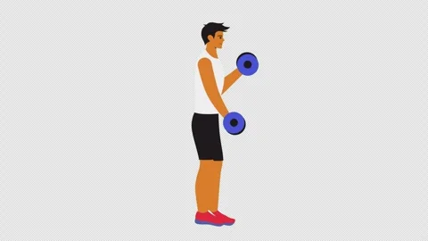 Man Doing Dumbbell Curls Animation 4K Loop Stock Footage 318508932