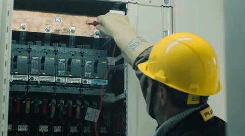 Man doing electrical metering equipment Video stock 68509079