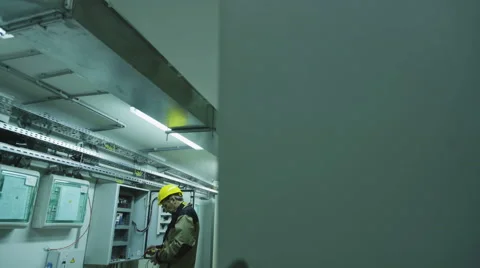 Man doing electrical metering equipment Video stock 68510376