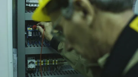 Man doing electrical metering equipment Video stock 68510698