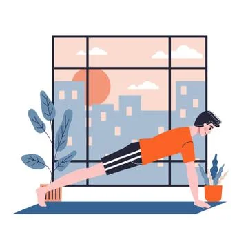 Man doing exercise for arm and chest muscle building 스톡 일러스트