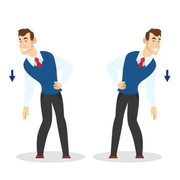 Man doing exercise for back stretch in office Illustrazione stock