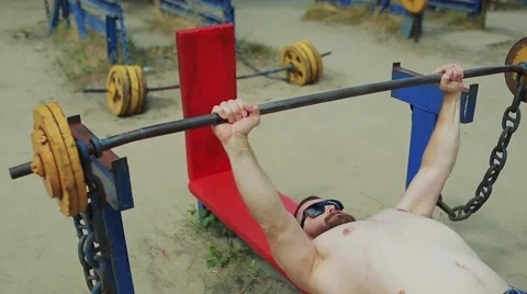 Man doing exercise with barbell Stock Footage 65259666