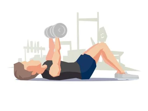 Man doing exercise with dumbbells Stock Illustration