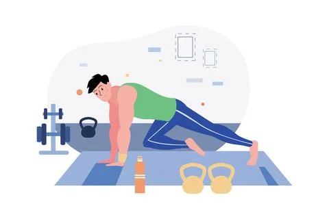 Man Doing Exercise At Home イラスト素材