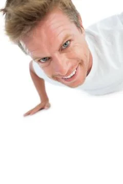 Man doing exercise push ups Stock Photos