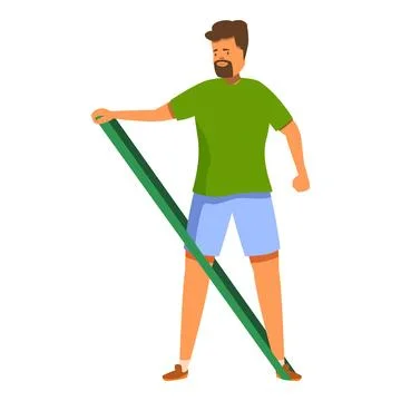 Man doing exercise with resistance band, working out at home Stock Illustration