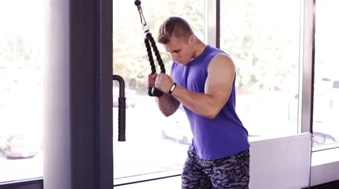 Man doing the exercise for the triceps Stock Footage 68506152
