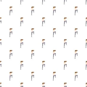 Man doing exercise workout in seamless pattern Stock Illustration