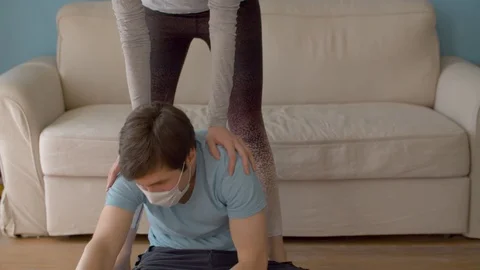 Man doing exercises in protective mask Stock Footage 127167609