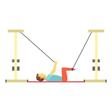 Man doing exercises using special ropes for intense body training, trx training Stock Illustration