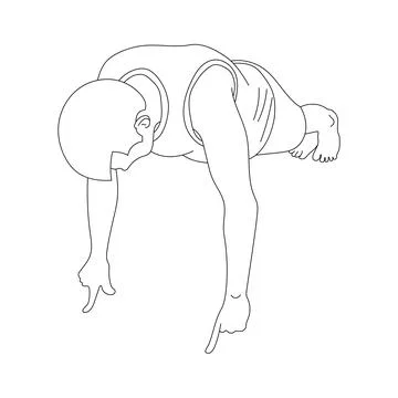 Man doing finger push ups outline vector. Stock Illustration