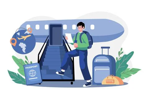 Man Doing Flight Boarding Stock Illustration
