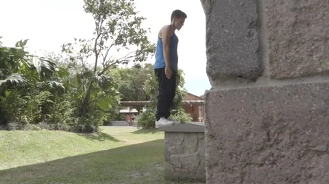 Man doing a flip, bailing out 스톡 동영상 60259742