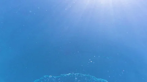 A man doing a handstand in a pool shot with gopro on the bottom of a pool Stock Footage 100141680