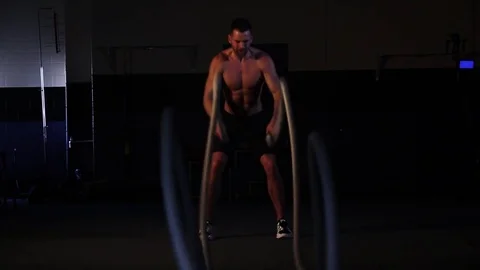 Man doing Heavy Rope exercise 1 Stock Footage 73405868
