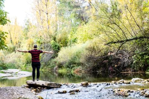Man doing hiking Stock Photos