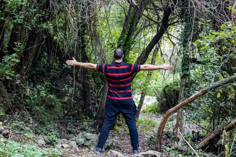 Man doing hiking Stock Photos